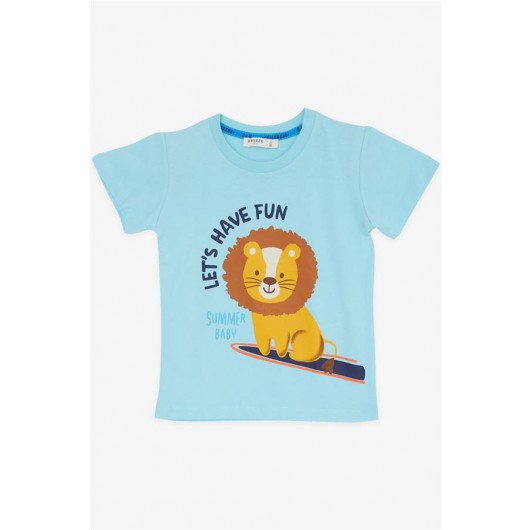 Boys Shorts Set Baby Lioness Printed Light Blue (1-4 Years)