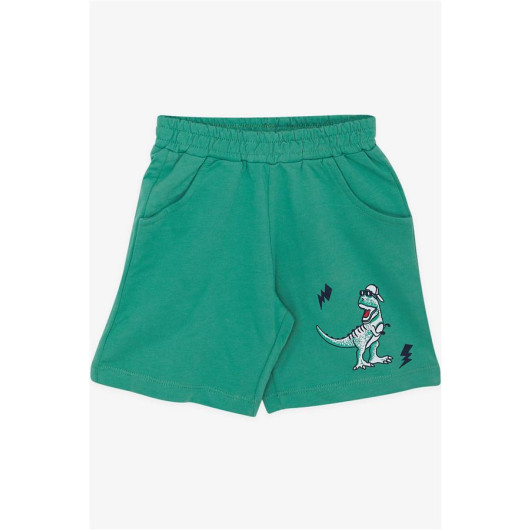 Boys Shorts Suit Pocket Cool Dinosaur Patterned White (1.5-5 Years)