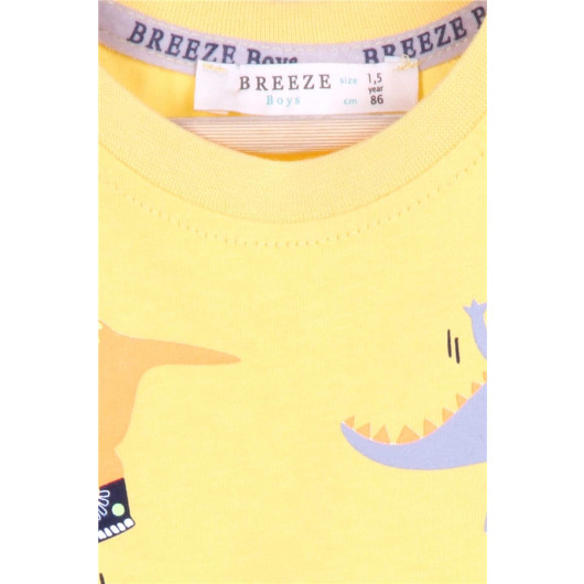 Boys Shorts Set Dinosaur Printed Yellow (1.5-5 Years)