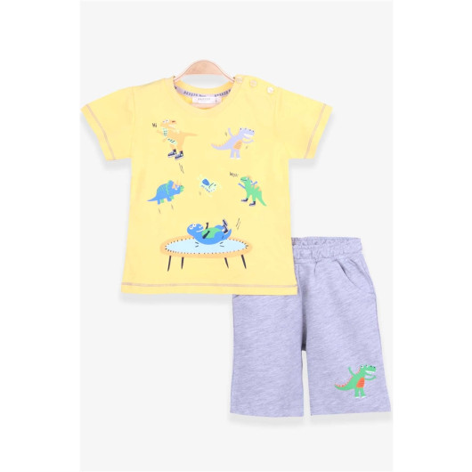 Boys Shorts Set Dinosaur Printed Yellow (1.5-5 Years)