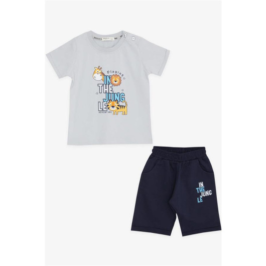 Boys Shorts Set Animal Printed Gray (1-4 Years)