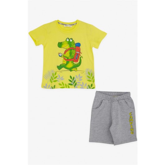 Boys' Yellow Crocodile Print T-Shirt And Shorts Set (2-6 Years)