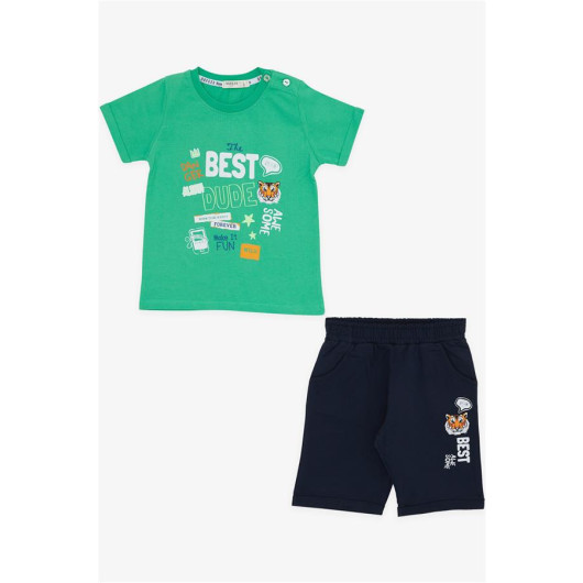 Boys Shorts Suit Tiger Printed Green (1-4 Years)