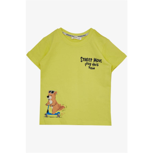 Boy's Shorts Suit Skater Teddy Bear Printed Yellow (Age 2-6)