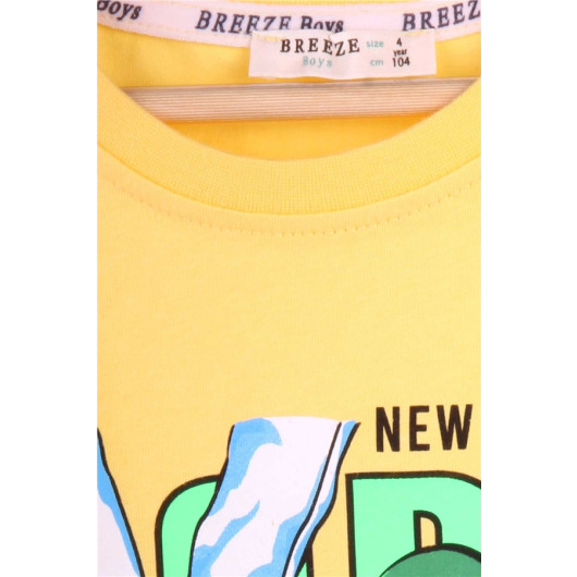 Boy Shorts Suit Skateboarder Printed Yellow (4-9 Years)