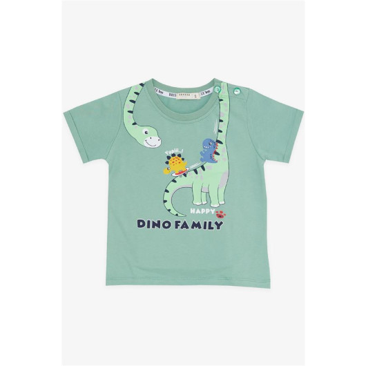Boys Shorts Set Happy Dinosaur Family Printed Mint Green (1-4 Years)