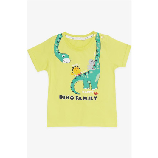 Boys Shorts Set Happy Dinosaur Family Printed Yellow (1-4 Years)
