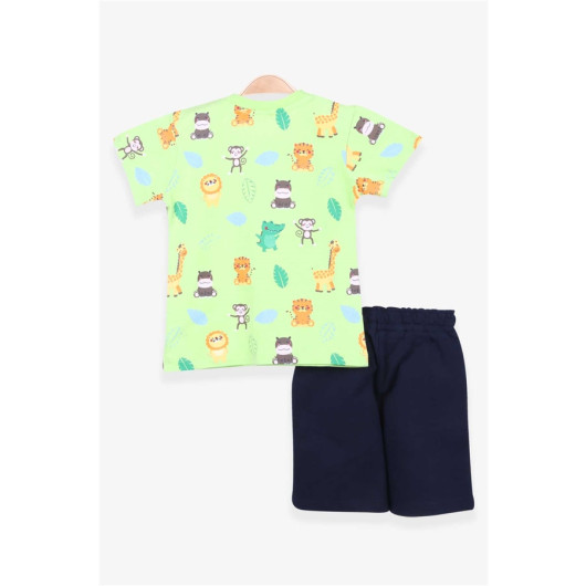 Boys Shorts Set Safari Printed Pistachio (1-4 Years)