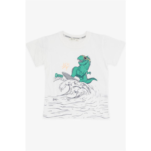 Boy Shorts Suit Surfer Air Dinosaur Printed Ecru (1.5-5 Years)