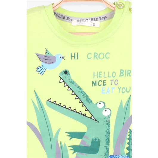 Boys Shorts Suit Crocodile Printed Pistachio (1-3 Years)