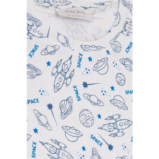Boys Shorts Suit Space Themed White (1.5-5 Years)