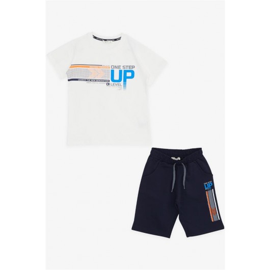 Boys Set Shorts With Printed T-Shirt In Beige Color (8-12 Years)