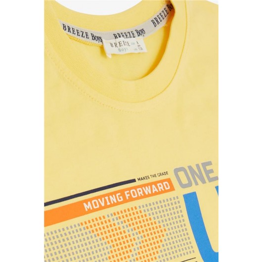 Boys Set Shorts With Printed Yellow T-Shirt (8-12 Years)