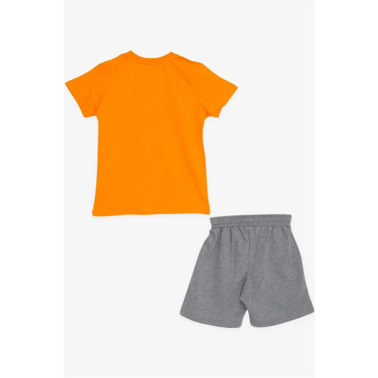 Boys Shorts Set Text Printed Orange (8-14 Years)
