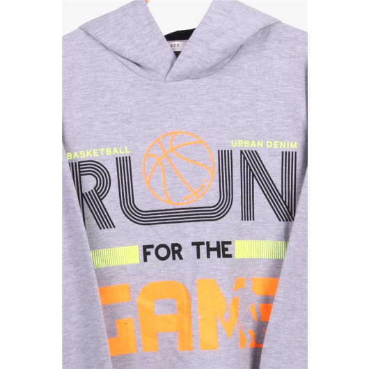 Boy's Sweatshirt Basketball Themed Gray (Ages 8-14)