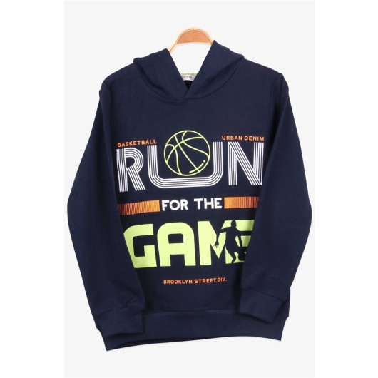 Boys Sweatshirt Basketball Themed Navy (8-10 Years)