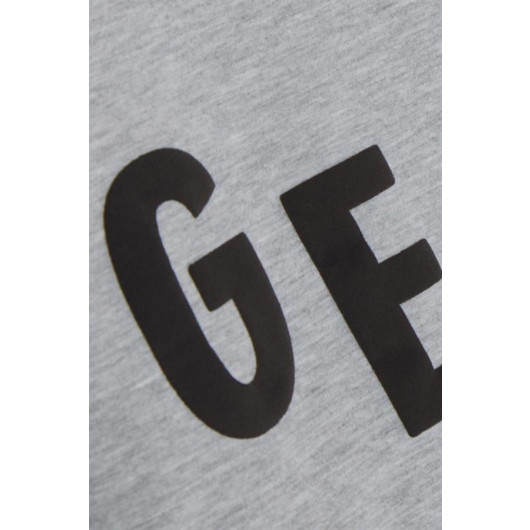 Boy's Sweatshirt Hooded Text Printed Gray Melange (Ages 8-14)