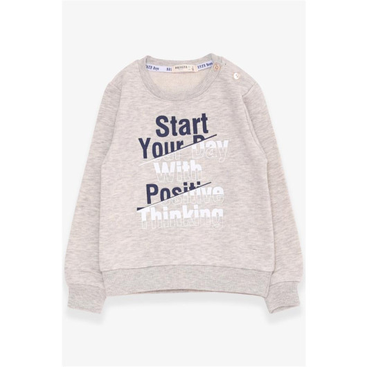 Boy's Sweatshirt With Text Printed Light Gray Melange (2-4 Years)
