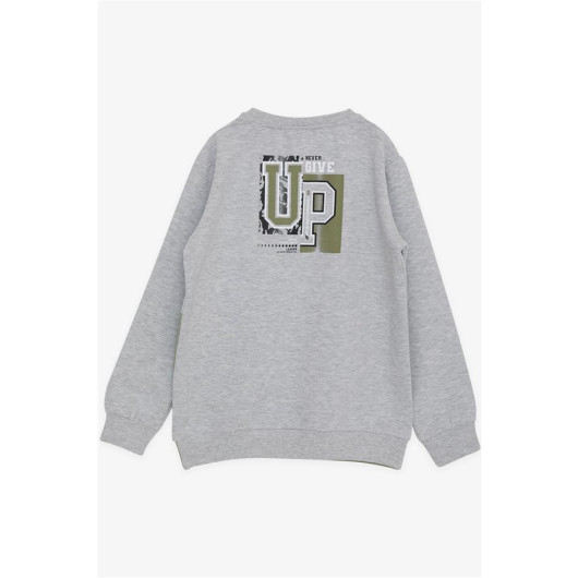 Boy's Sweatshirt Text Printed Light Gray Melange (Ages 8-12)