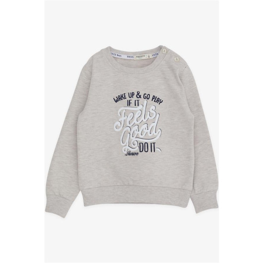 Boy's Sweatshirt With Text Printed Beige Melange (2-6 Years)