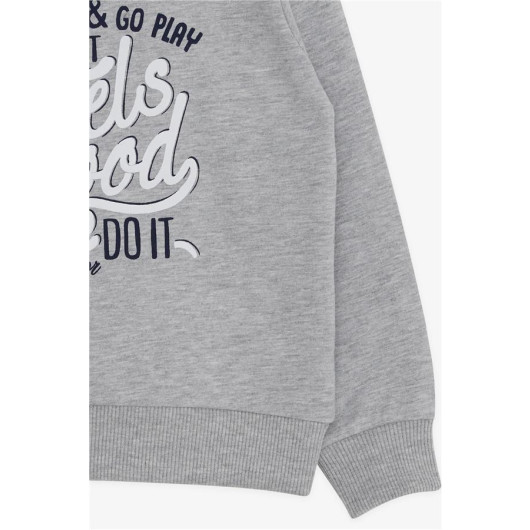 Boy's Sweatshirt With Text Printed Gray Melange (2-5 Years)