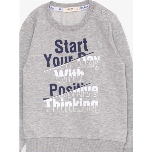 Boy's Sweatshirt With Text Printed Gray Melange (2-6 Years)