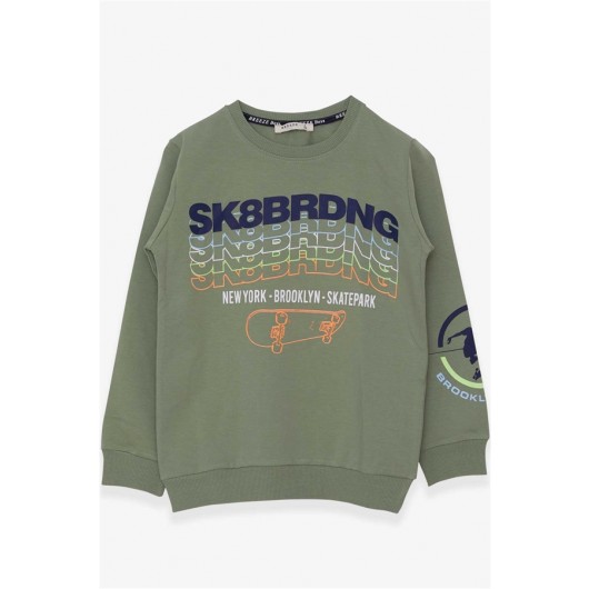 Boys Sweatshirt Printed Khaki Green (8-14 Years)