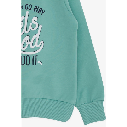Boys' Sweatshirt With Letter Print Mint Green (2-5 Years)