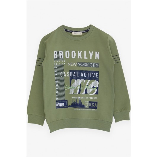 Boys Sweatshirt With Letter Print Mint Green (7-12 Years)