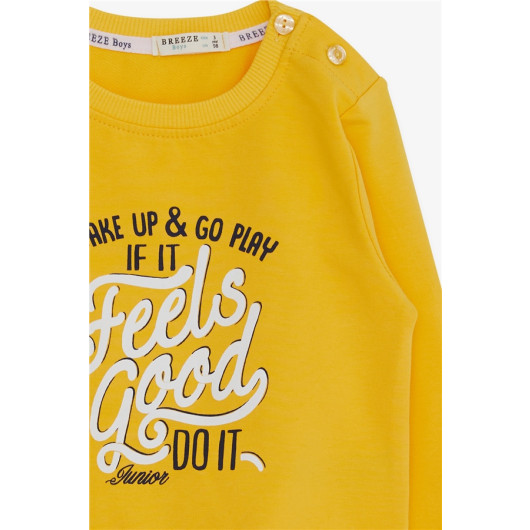 Boys Sweatshirt With Text Print Yellow (2-6 Years)