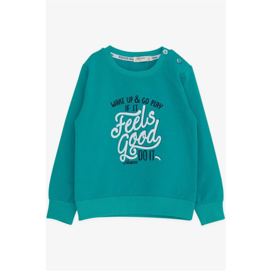 Boys Sweatshirt Text Printed Turquoise (2-6 Years)