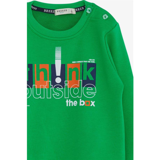 Boys Sweatshirt With Text Printed Green (2-5 Years)