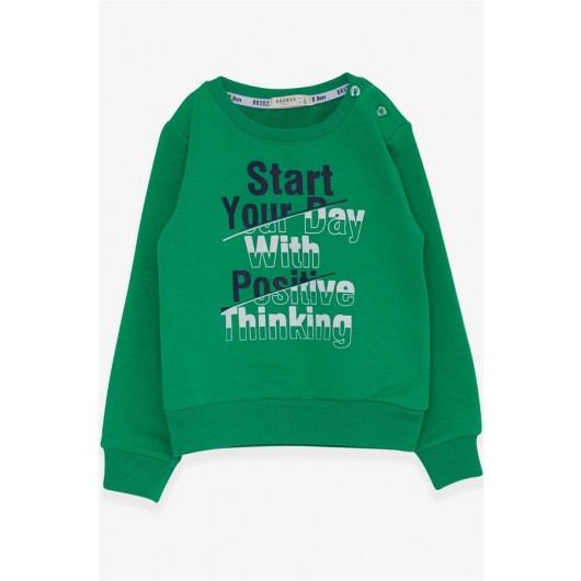 Boys Sweatshirt With Text Printed Green (2-5 Years)