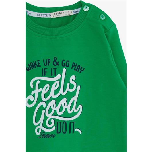 Boys Sweatshirt With Text Print Green (2-6 Years)