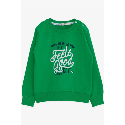 Boys Sweatshirt With Text Print Green (2-6 Years)