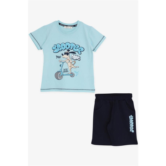 Boy's Suit Skater Puppy Printed Blue (Age 1-4)