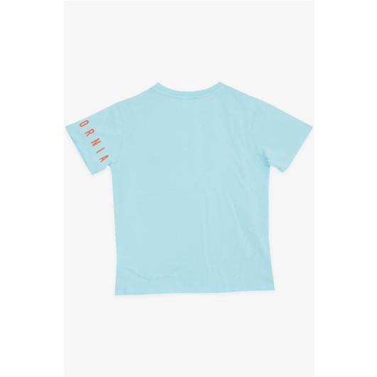 Boy's Printed T-Shirt, Light Blue (6-12 Years)