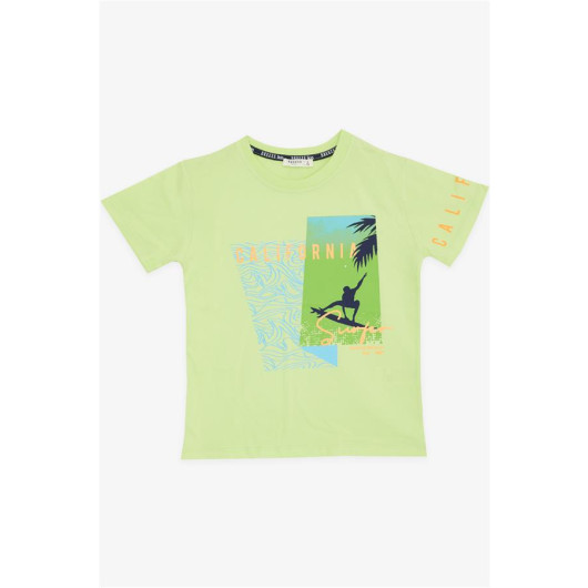 Boy's Printed T-Shirt, Light Green (6-12 Years)