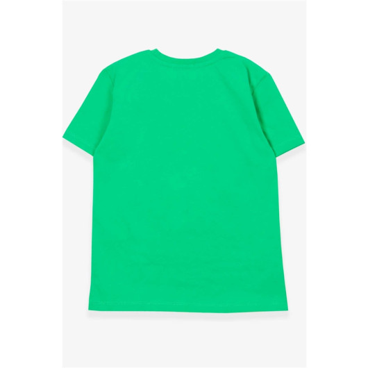 Green Car Printed Boy's T-Shirt (8-14Yrs)