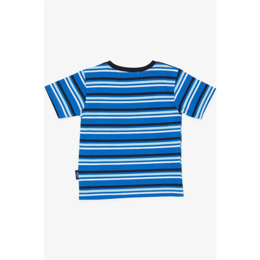 Erkek Çocuk Tişört Çizgili Saks Mavisi (3-7 Yaş)