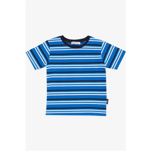Erkek Çocuk Tişört Çizgili Saks Mavisi (3-7 Yaş)