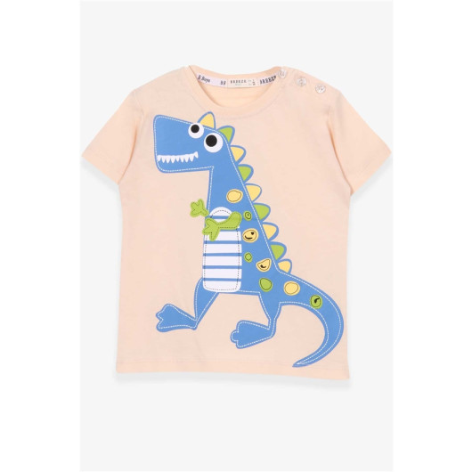 تي شيرت للأولاد بطبعة ديناصور لون بيج (2-6 سنوات)