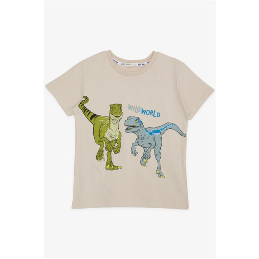 Boys T-Shirt Dinosaur Printed Beige (5-10 Years)
