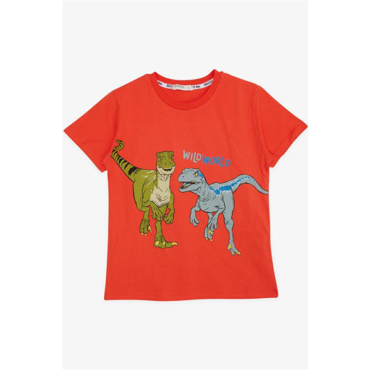 Boy T-Shirt Dinosaur Printed Pomegranate (5-10 Years)