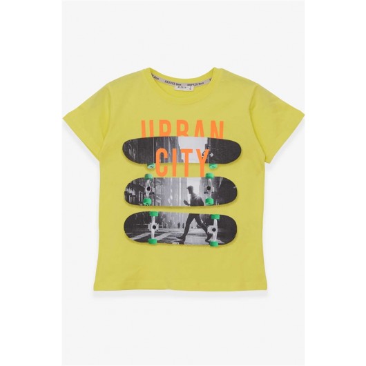 Boys T-Shirt Skateboard Printed Yellow (9-14 Years)
