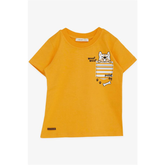 Boy's T-Shirt Puppy Printed Mustard Yellow (Age 1.5-4)