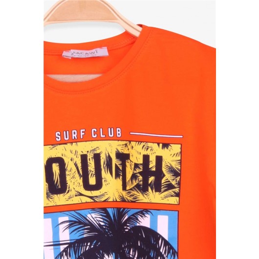 Boys T-Shirt Palm Printed Orange (3-7 Years)