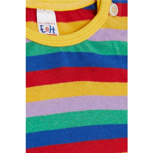 Boy's T-Shirt With Contrast Color Stripes (1-4 Years)