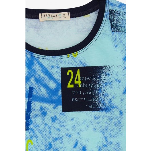 Boy's T-Shirt Number And Letter Pattern Blue (9-14 Years)