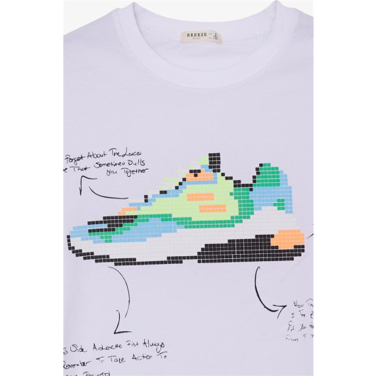 Boy T-Shirt Colorful Shoes Printed White (9-16 Years)